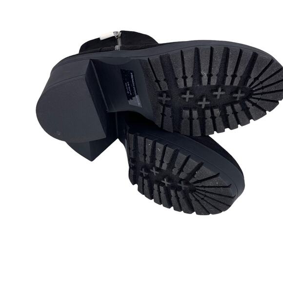 French Connection Jasmine Black Lug Sole Side Zip Ankle Booties Size 10 - Picture 2 of 10